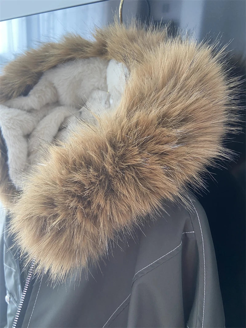 ZAROY Fur Collar Hooded Parkas Y2k Harajuku Thicken Padded Jackets Casual Zipper Gothic Women&Men Winter Coats Streetwear кур Pi-Mart