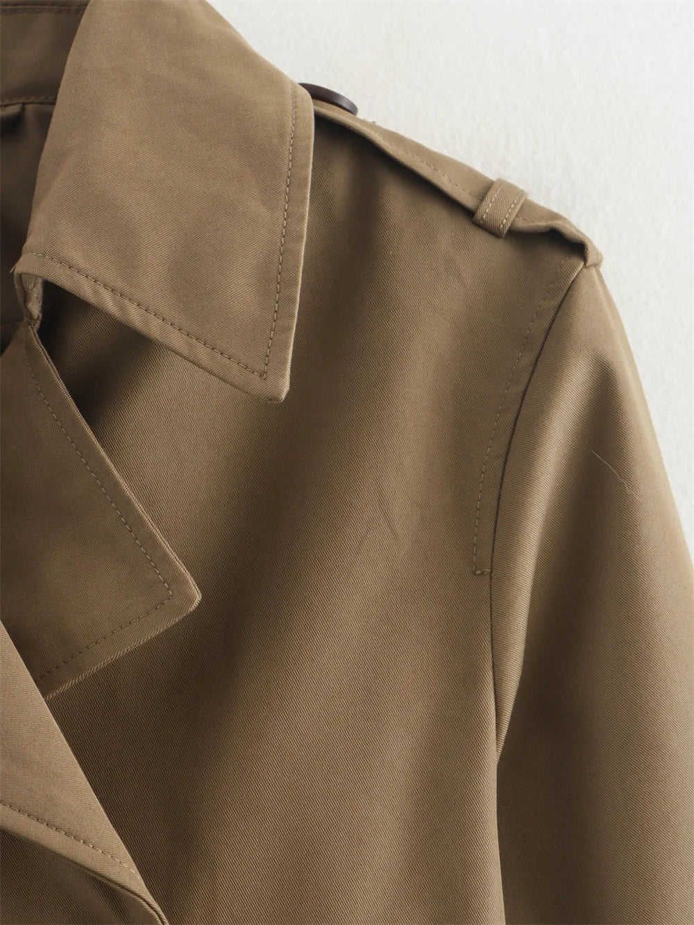 Ladies Vintage Cropped Trench Spring Autumn Jacket Women Streetwear Double Breasted Long Sleeve Top Female Chic Coat Outfits Pi-Mart