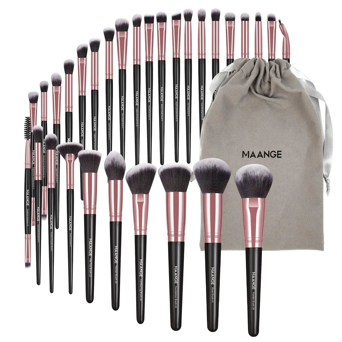 MAANGE 30pcs Professional Makeup Brush Set Foundation Concealers Eye Shadows Powder Blush Blending Brushes Beauty Tools with Bag Pi-Mart
