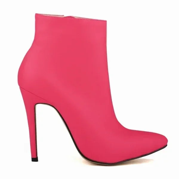 Women Short Boots Pumps Sexy Pointed Toe Side Zipper Super High Heels Stiletto 2026 Female Party Ankle Boot Shoes Botas De Mujer Pi-Mart