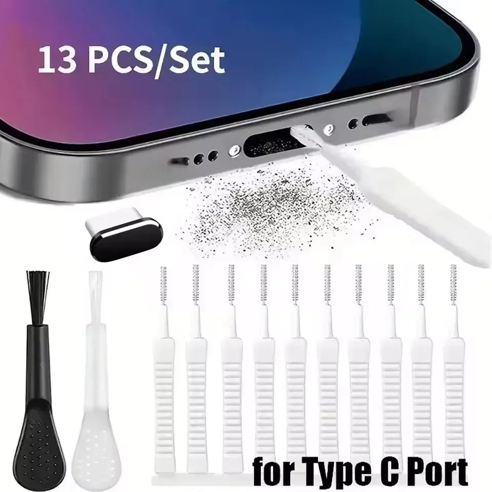 Mobile Phone Charging Port Dust Plug Removal Cleaner Kit for iPhone 17 15 14 Pro Max Computer Keyboard Dustproof Cleaning Brush Pi-Mart