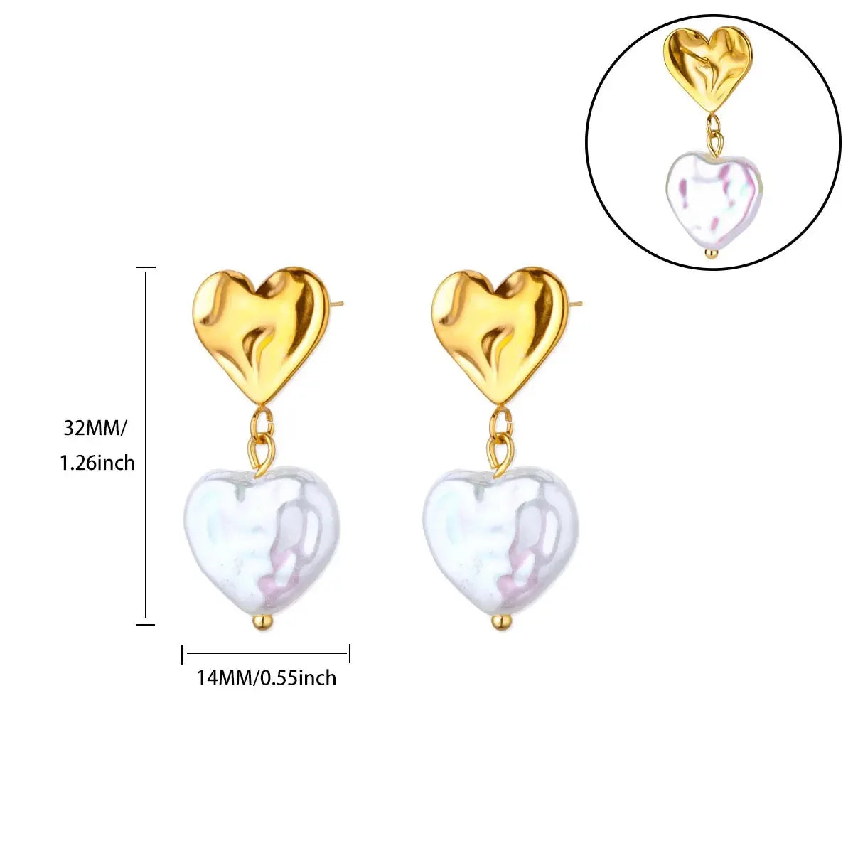 Hollow Zircon Heart Earrings For Women Stainless Steel Gold Color Heart Earring Luxury Wedding Couple Jewelry Gift Free Shipping Pi-Mart