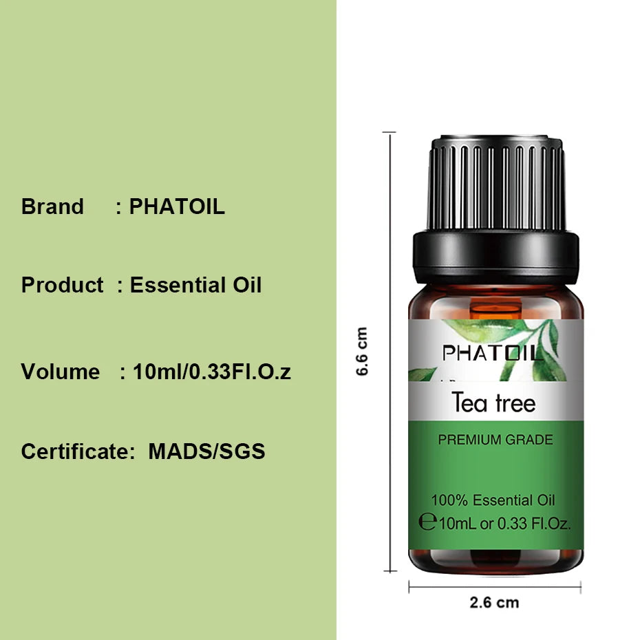 PHATOIL 10ml Ginger Essential Oil for Perfume Candles Making Spa Massage Humidifier Rose Jasmine Pine Needles Tangerine Thyme Pi-Mart