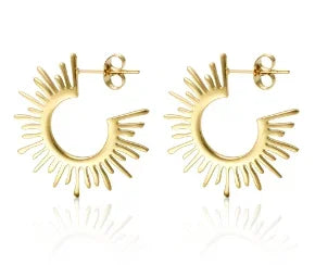 Luxury Shiny Zircon Hoop Earrings for Women Trendy Golden Stainless Steel Wed Ear Geometric Circle Earring Jewelry Pendientes Pi-Mart