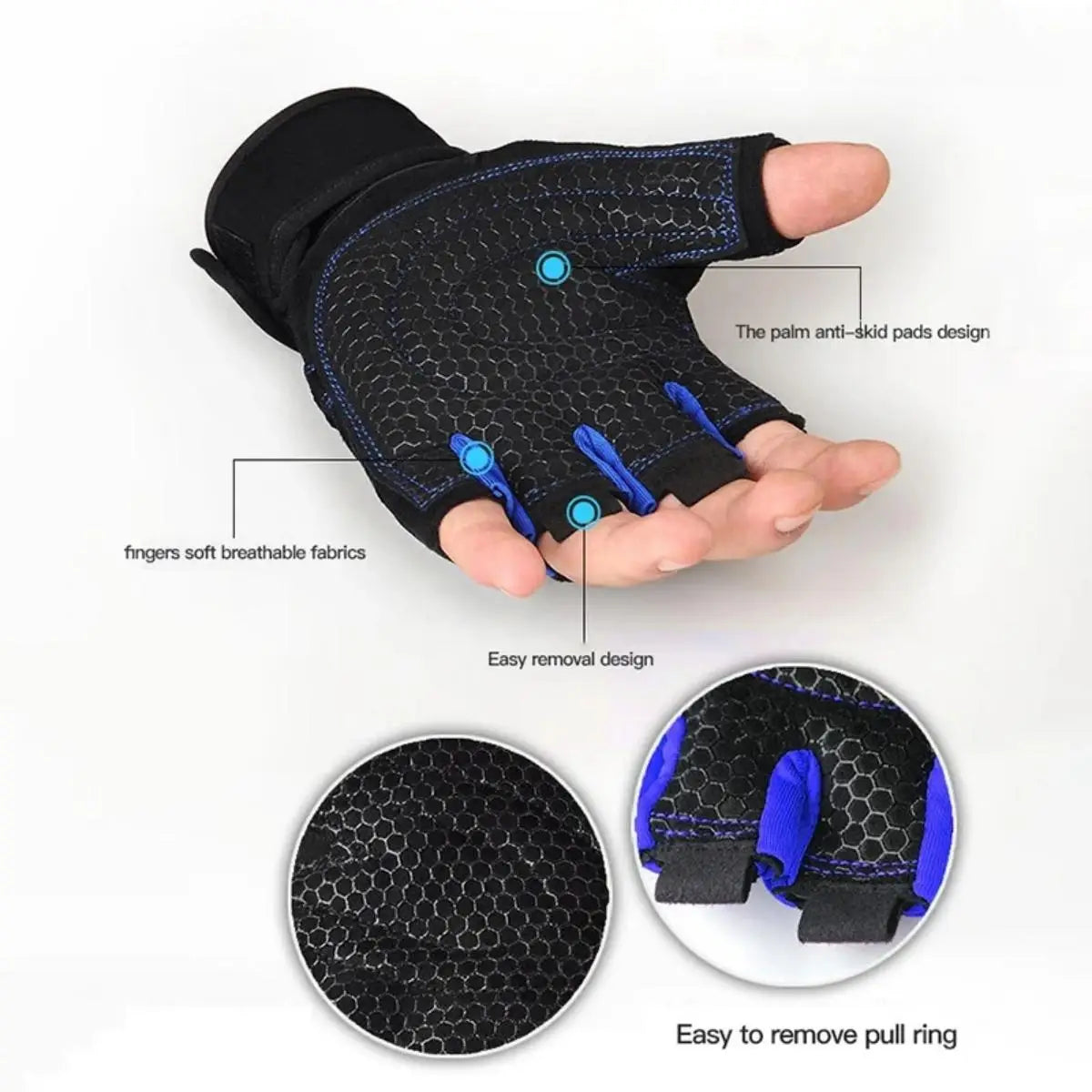 Gym Gloves for Men Women Fitness Weight Lifting Wristband Gloves Body Building Training Sports Exercise Cycling Glove Shockproof Pi-Mart