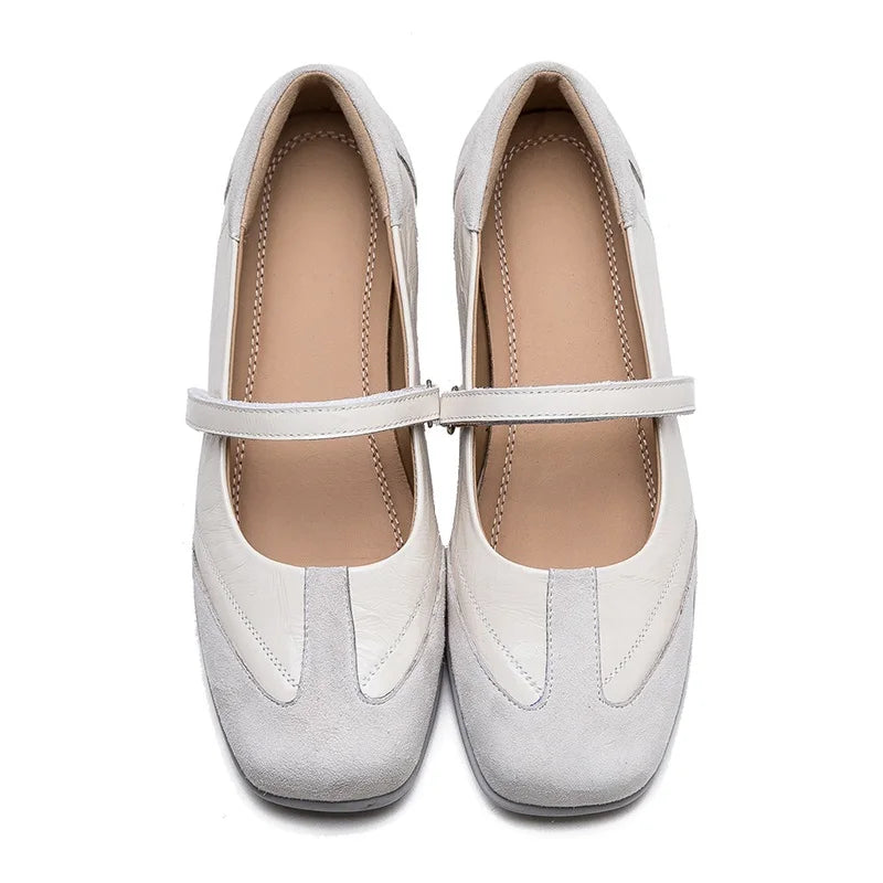 DRKANOL 2026 Women Genuine Leather Flat Shoes Summer Shallow Sheepskin Hook And Loop Casual Loafers Ladies Low Heel Single Shoes Pi-Mart