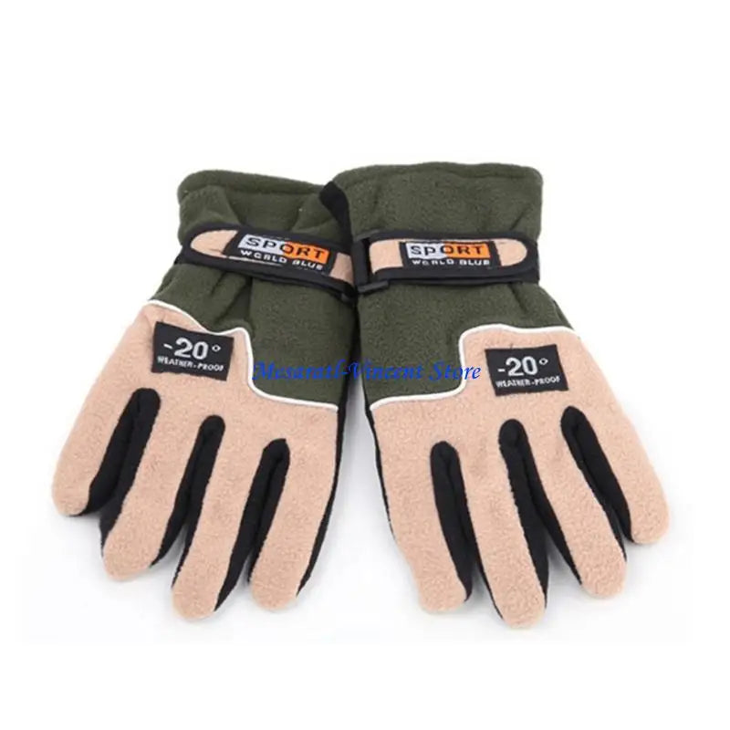 A70F Winter Warm Thermal Motorcycle Gloves Fleece Mittens For Women Men Snow Sports Hiking Back Windproof Lightweight Pi-Mart