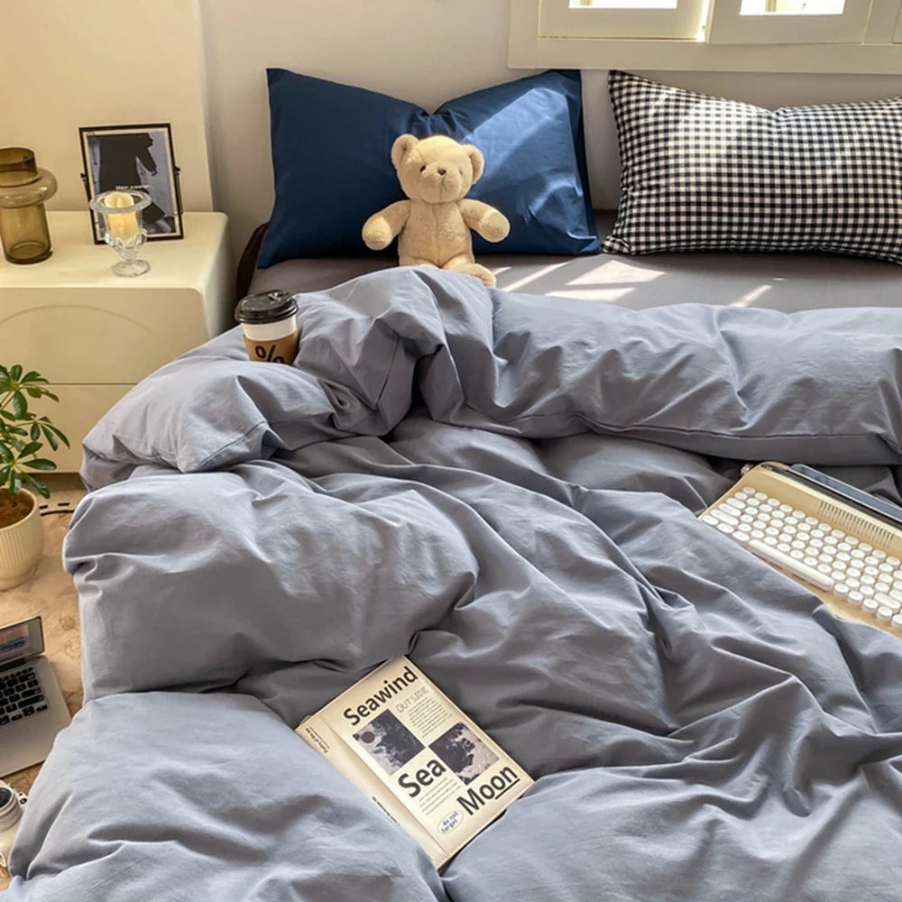 Ins Style Stripes Bedding Duvet Cover Set with Pillowcase bed sheet Full Size Bed Linen Quilt Cover Set Queen/King Double Single LadyShow.Store