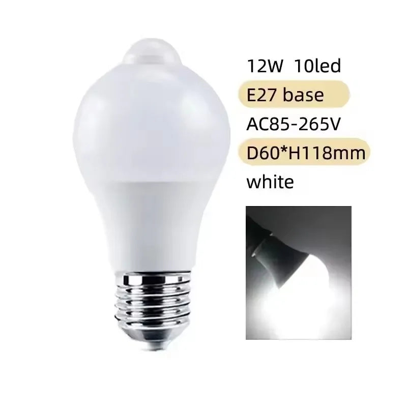 PIR Motion Sensor LED Light Bulb 220V 110V 12W 18W Smart Bulb Motion Activated ON/OFF Home Lights Lamp with Motion Sensor Pi-Mart