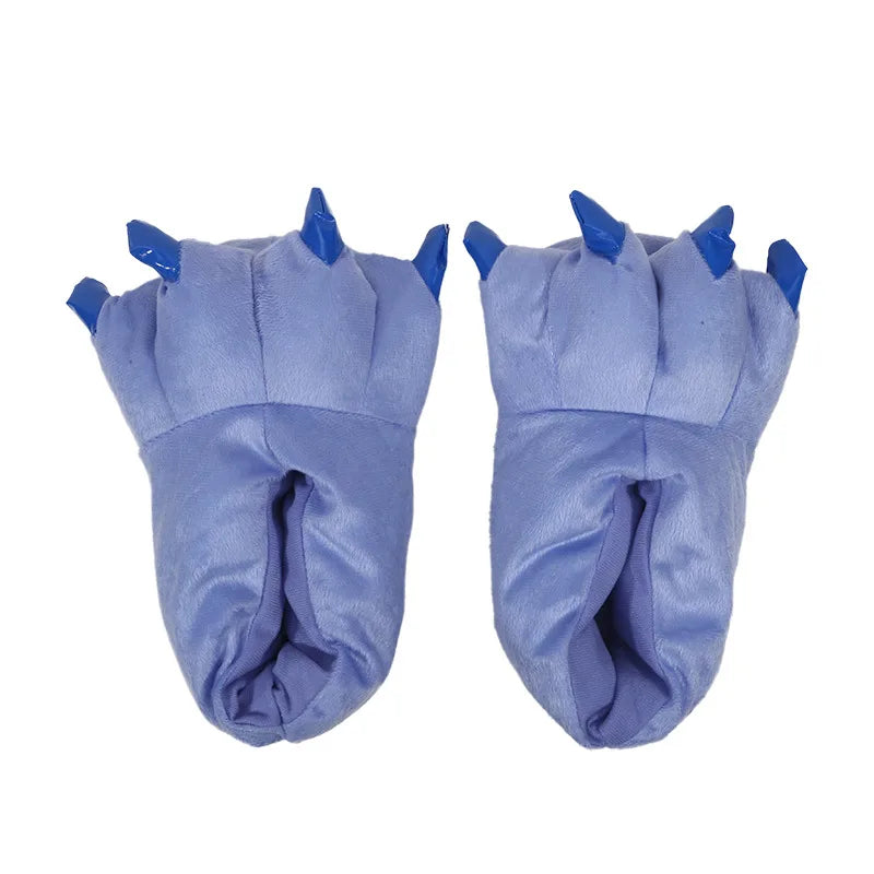 Winter Warm Soft Indoor Floor Slippers Women Men Shoes Paw Funny Animal Christmas Monster Dinosaur Claw Plush Home Random Lining LadyShow.Store