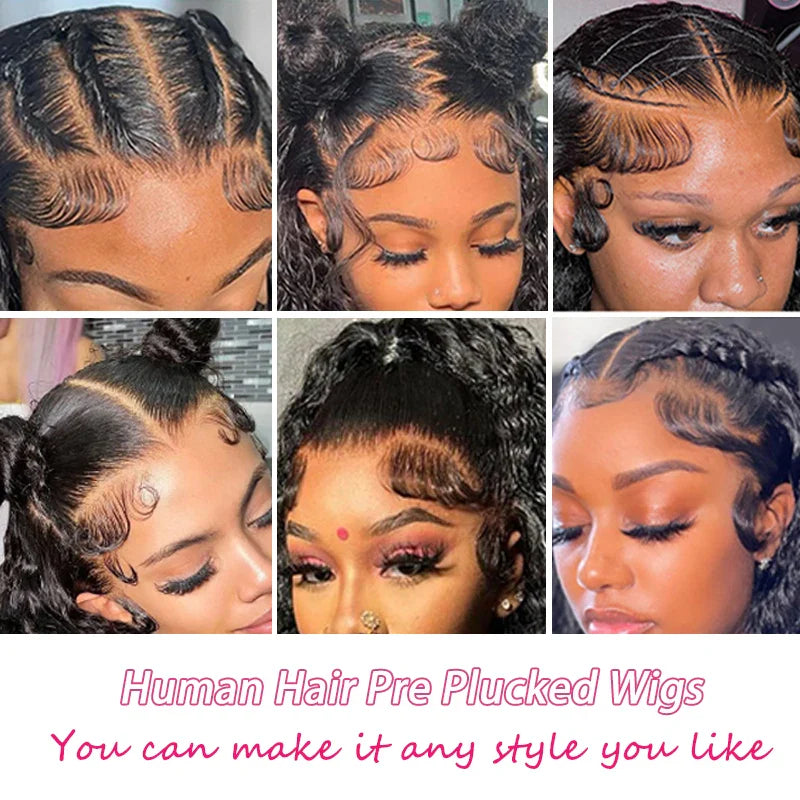40 42 Inch Deep Wave Lace Front Wig Human Hair 100% Human Hair Deep Curly Frontal Wig Pre Plucked with Baby Hair for Women LadyShow.Store