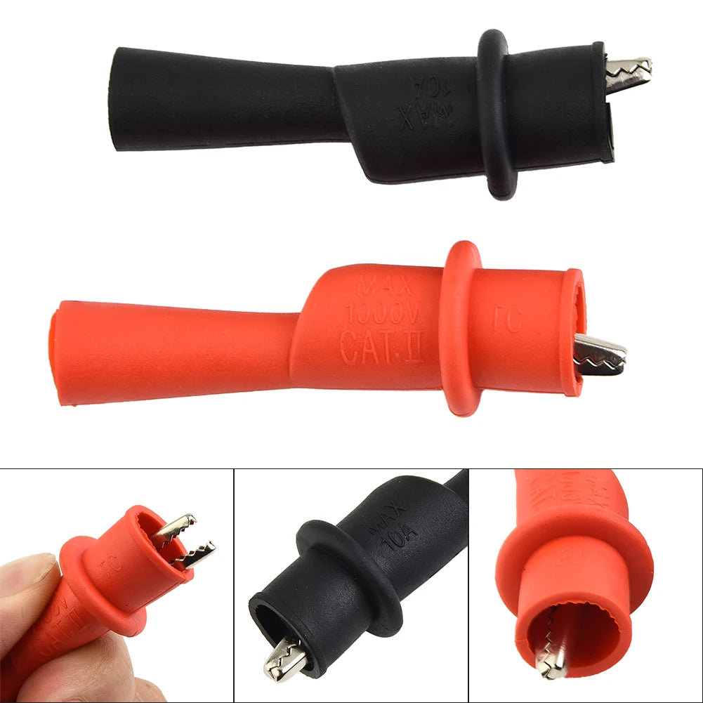 2pcs Red+Black Wire Tips Test Clip Clamp For Multi-Meter Tester AC DC 10A 1000V Multimeter Tool Accessories Pi-Mart