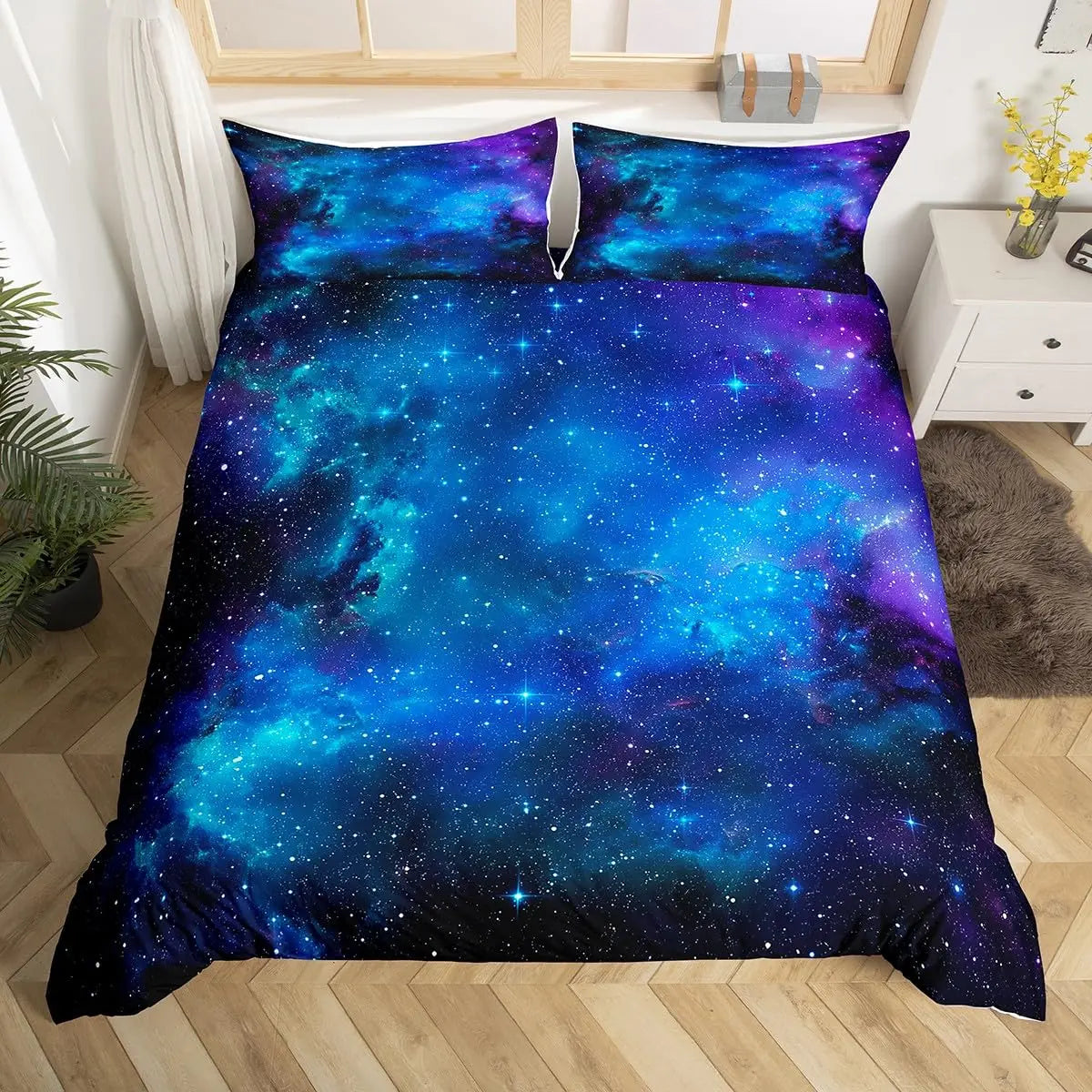 Galaxy Duvet Cover Starry Sky Bedding Set Twin Full Queen King Mysterious Outer Space Comforter Cover For Boys Girl Room Dorm Pi-Mart