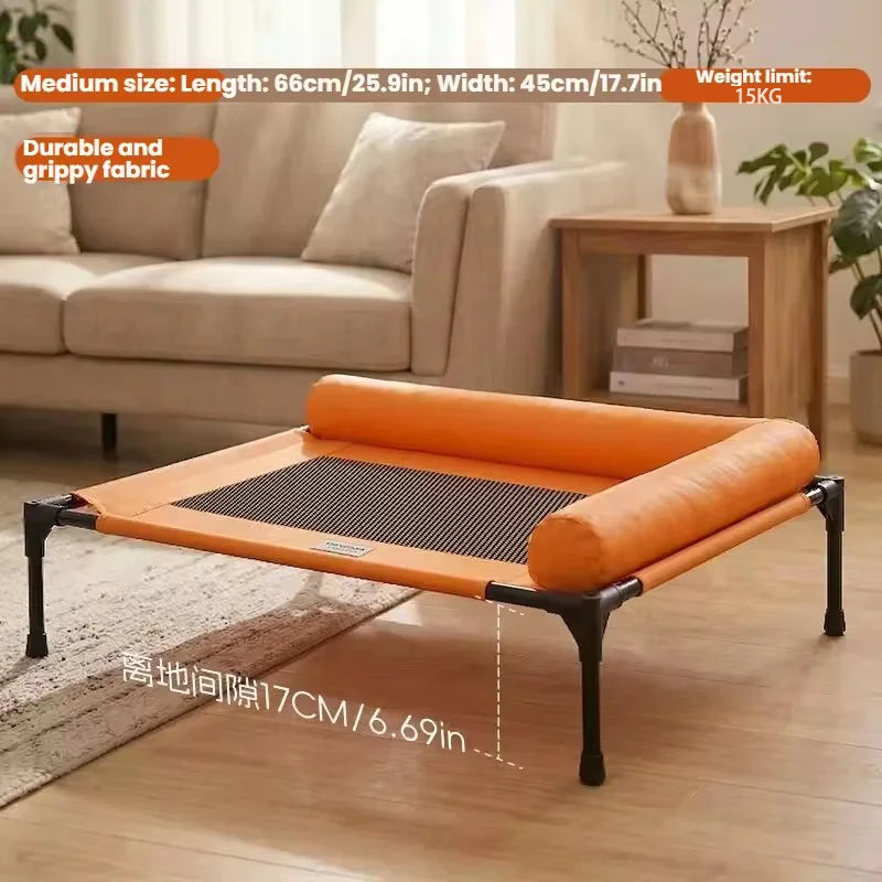 Elevated Cooling Mesh Dog Cot Breathable Moisture Resistant Bed With Pillow Four Seasons Use Indoor For Dog Cat Pet Supplies Pi-Mart