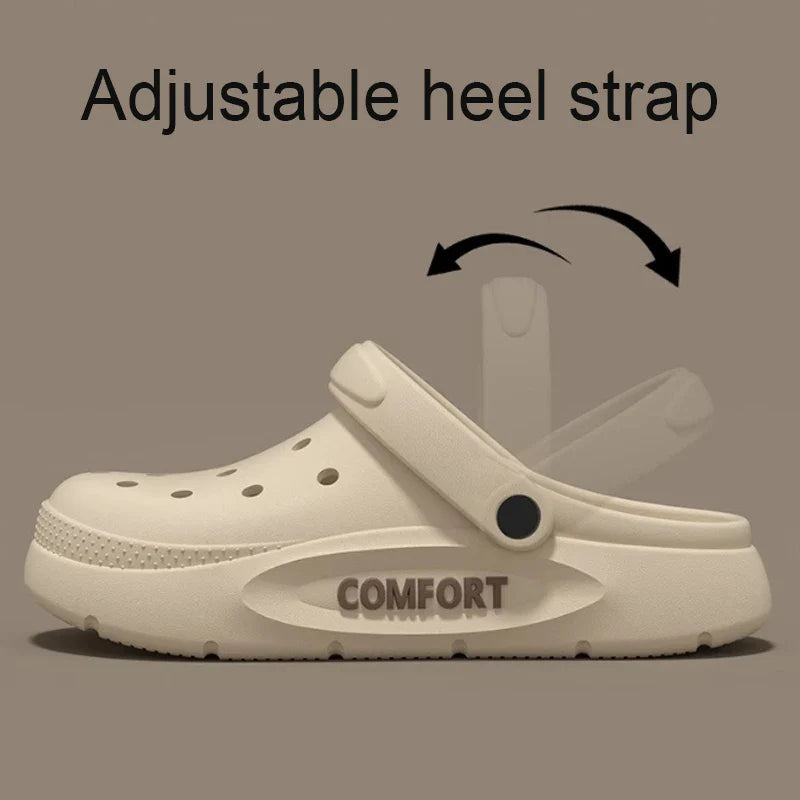 Women's Men's Slippers Summer Anti-Slip Couple Hollow Covered Toe Indoor Outdoor Casual Thick Bottom Sandals for Home Adults LadyShow.Store