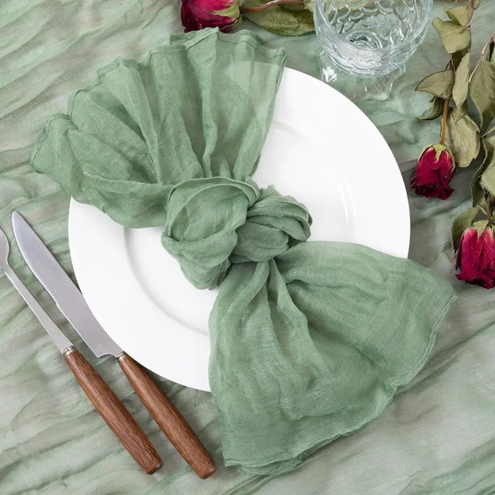 Party Supply Table Decoration Gauze Napkin Soft Thin Cotton Napkin Retro Reusable Placemats Hotel Pi-Mart
