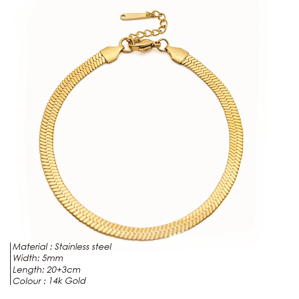 EMANCO 4MM Snake Chain Anklet Womens Beach Chain Stainless Steel Anklet Gift Drop/Wholesale Factory Direct Sales Pi-Mart