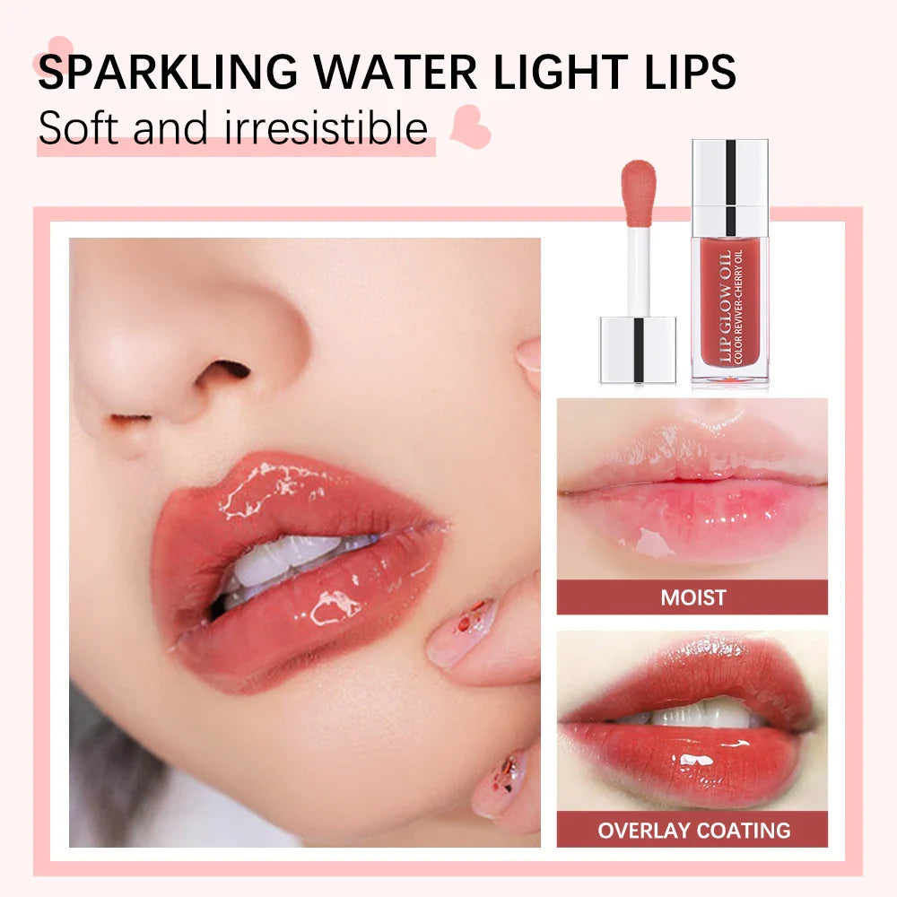Crystal Jelly Moisturizing Lip Oil Plumping Lip Gloss Makeup Sexy Plump Lip Glow Oil Tinted Lip Plumper LadyShow.Store