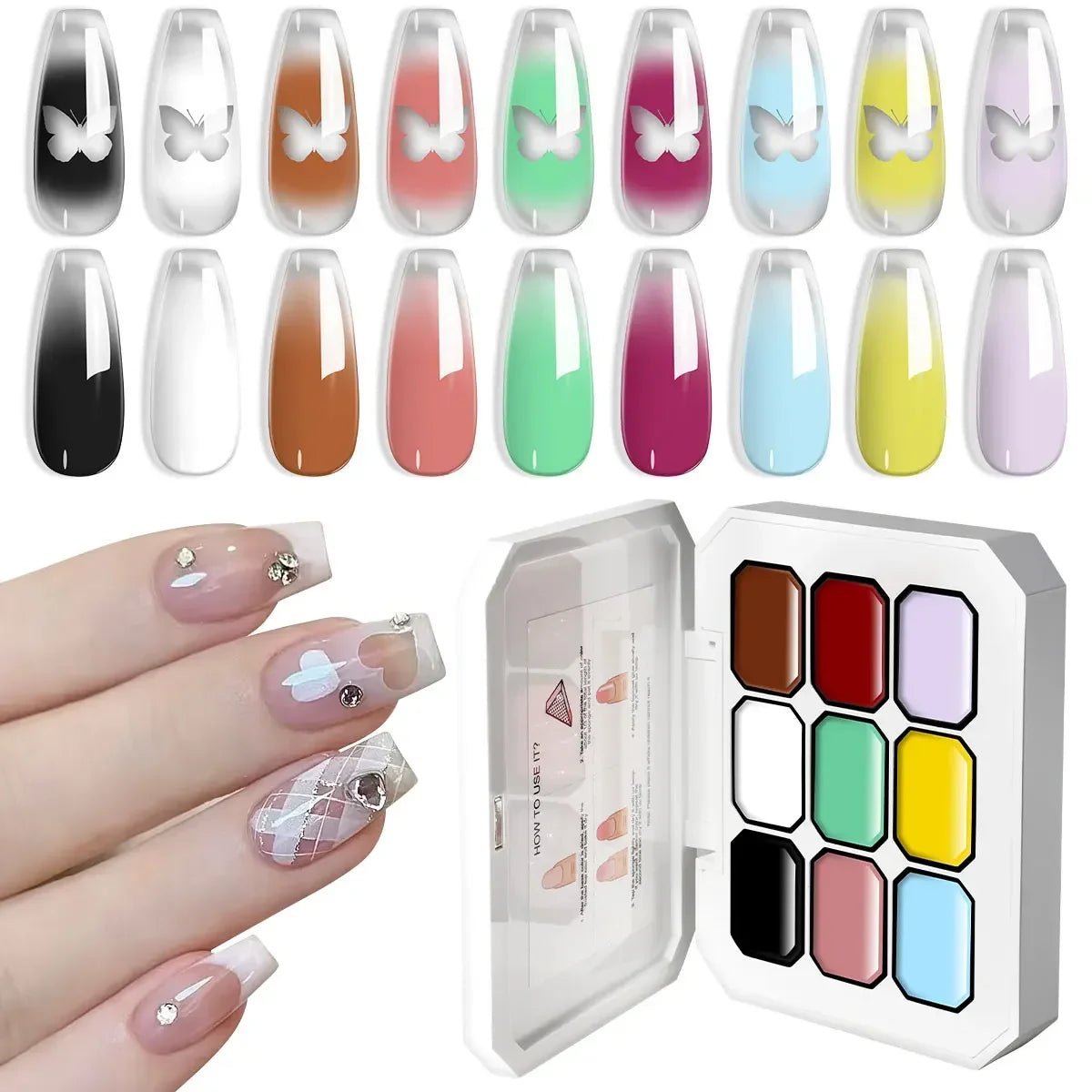 LIMEGIRL 7in1 Nail Gradient Painting Gel Long-lasting Nail Gel Polish Hybrid Color Nail Art Design High Texture Gradient Gel Tri Light Beauty