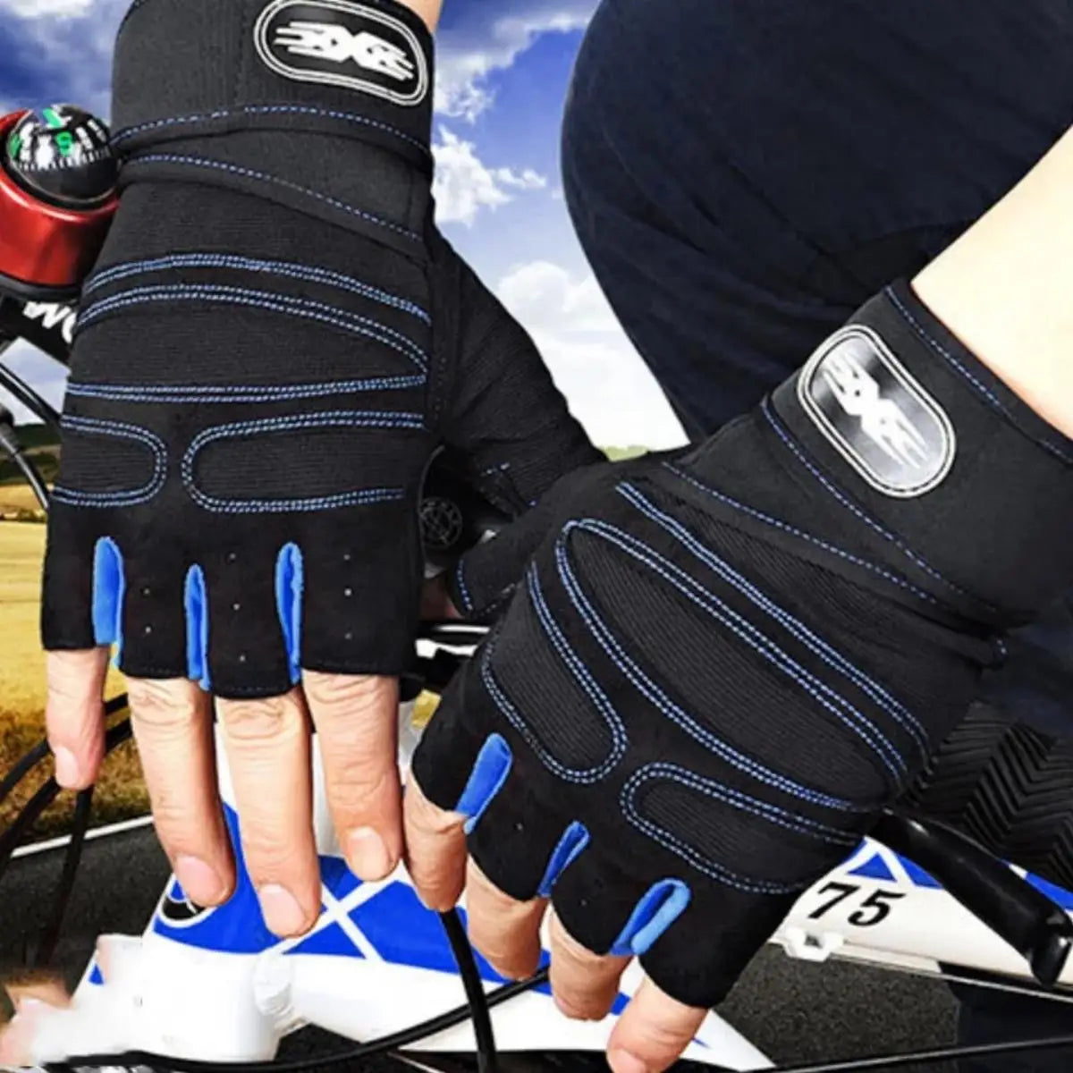 Gym Gloves for Men Women Fitness Weight Lifting Wristband Gloves Body Building Training Sports Exercise Cycling Glove Shockproof Pi-Mart