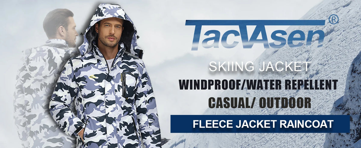 TACVASEN Fleece Lining Mountain Jackets Mens Hiking Jackets Outdoor Removable Hooded Coats Ski Snowboard Parka Winter Outwear Pi-Mart