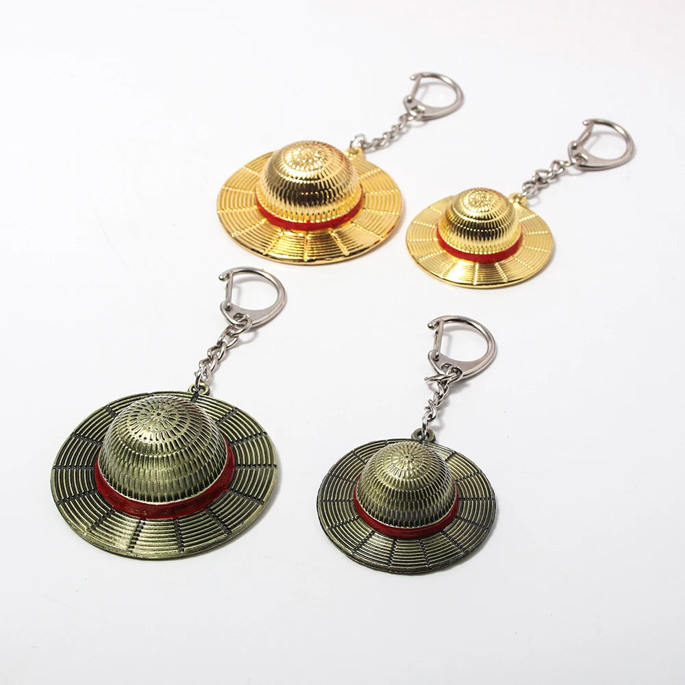 One Piece Luffy Straw Hat Keychain Rotatable Zoro Skull Metal Pendant Role-Playing Decorative Accessories Fan Jewelry Gift Pi-Mart