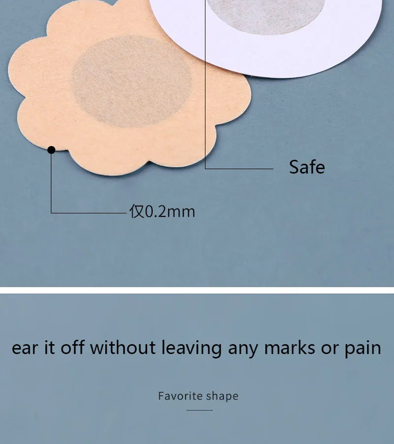 100Pcs Nipple Sticker Disposable Invisible Chest Sticker Non-woven Bra Breast Patch Bra-less Pasties Pad Nipple Cover Stickers Pi-Mart