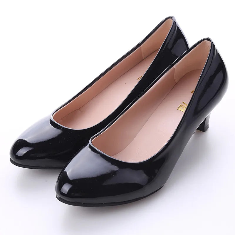 Shoes Ladies Pumps Medium Heel Nude Sexy High Heels Weeding Shoes Women Office Work White Pumps Party Shoes LadyShow.Store