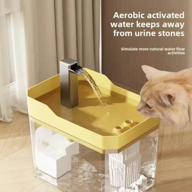 Clear Pet Water Fountain for Cats with Circulating Pump, Self-Cleaning Filter, and Overheat Safety Pi-Mart