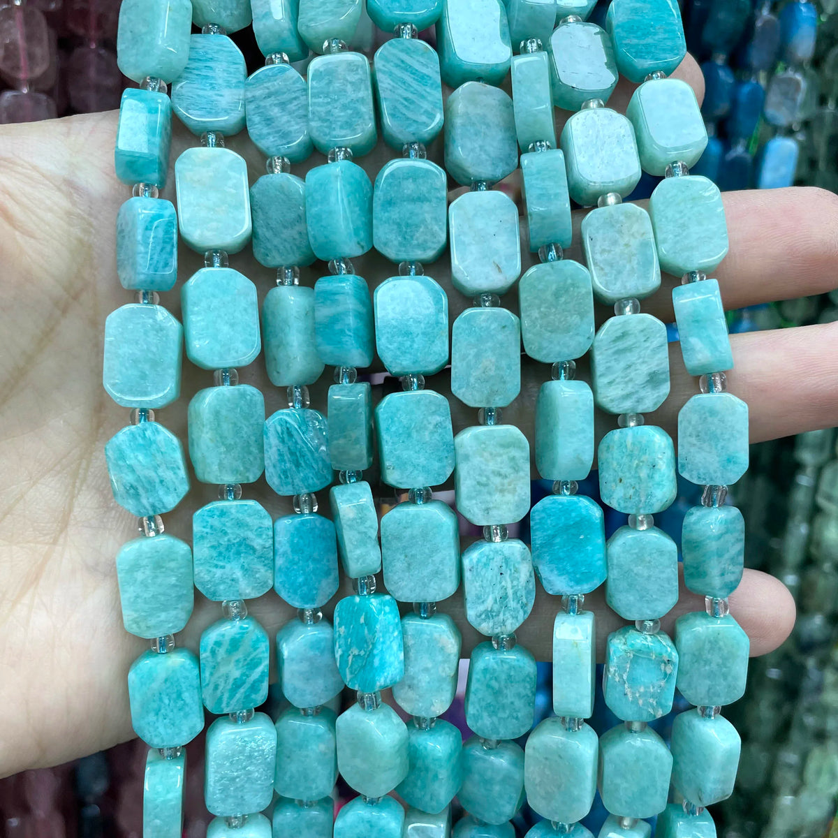 Natural Stone Flat Rectangle Amethyst Lapis Lazuli Quartz Apatite Spacer Beads For Jewelry Making Diy Bracelet Accessorie 8*12MM Pi-Mart
