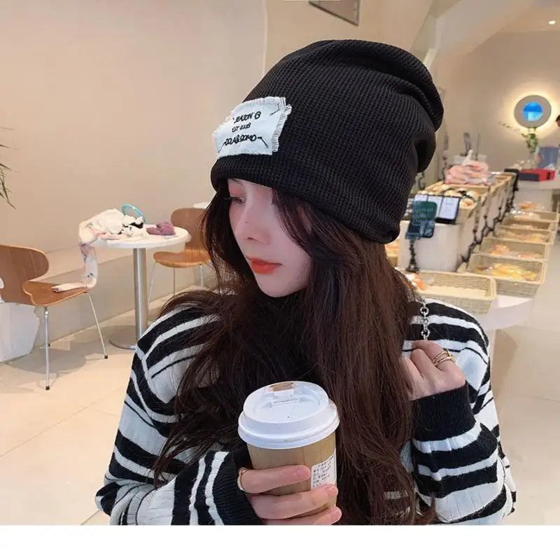 Casual Keep Warm Thin Knit Hat Cute Outdoor Cold Cap Ear Protection Warm Stack Hat For Men Women Pi-Mart