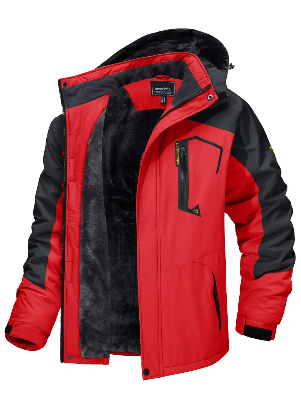 TACVASEN Fleece Lining Mountain Jackets Mens Hiking Jackets Outdoor Removable Hooded Coats Ski Snowboard Parka Winter Outwear Pi-Mart