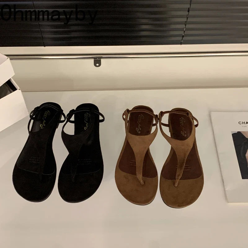 Summer Clip Toe Women Gladiator Sandals Casual Beach Vacation Shoes Ladies Elegant Dress Flats Sandalias LadyShow.Store