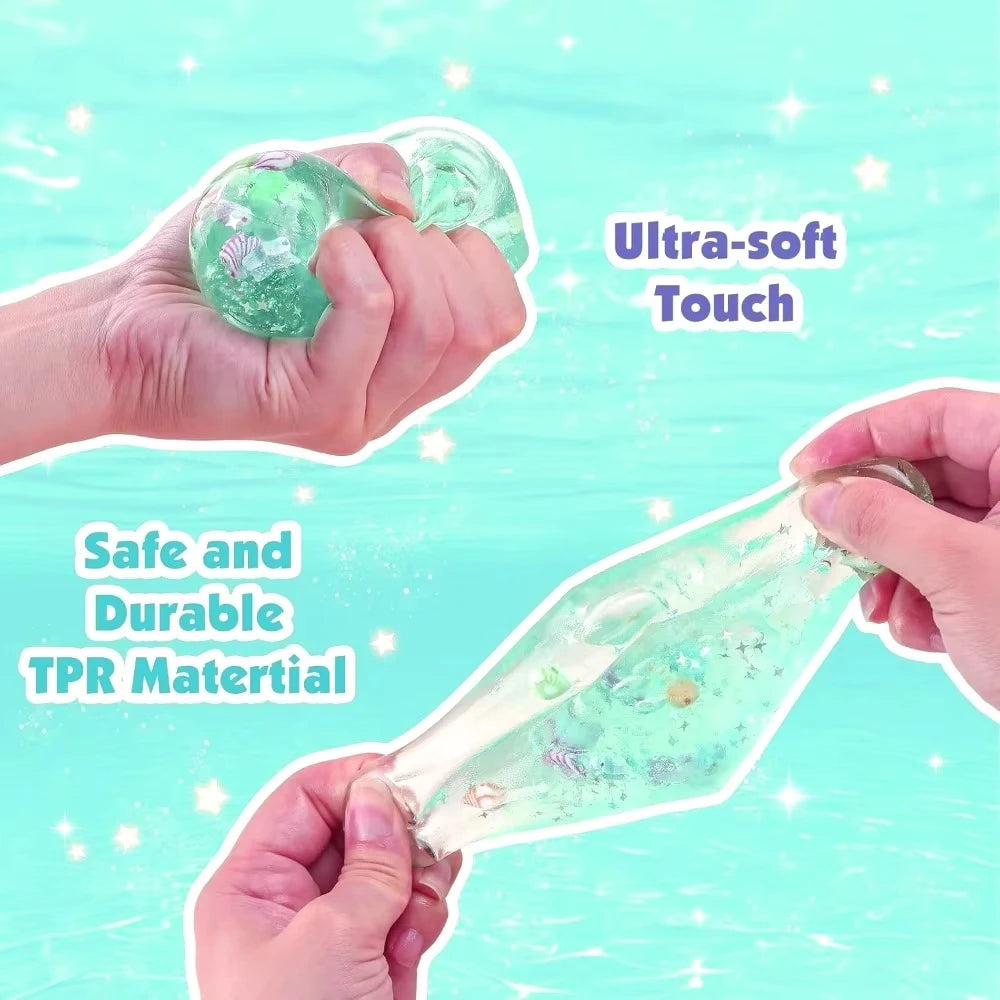 Squishy Stress Balls Cube Ocean Sensory Fidget Toy Slow Rise Squishy Toys for Kids and Adults Squeeze Relax Gift Pi-Mart