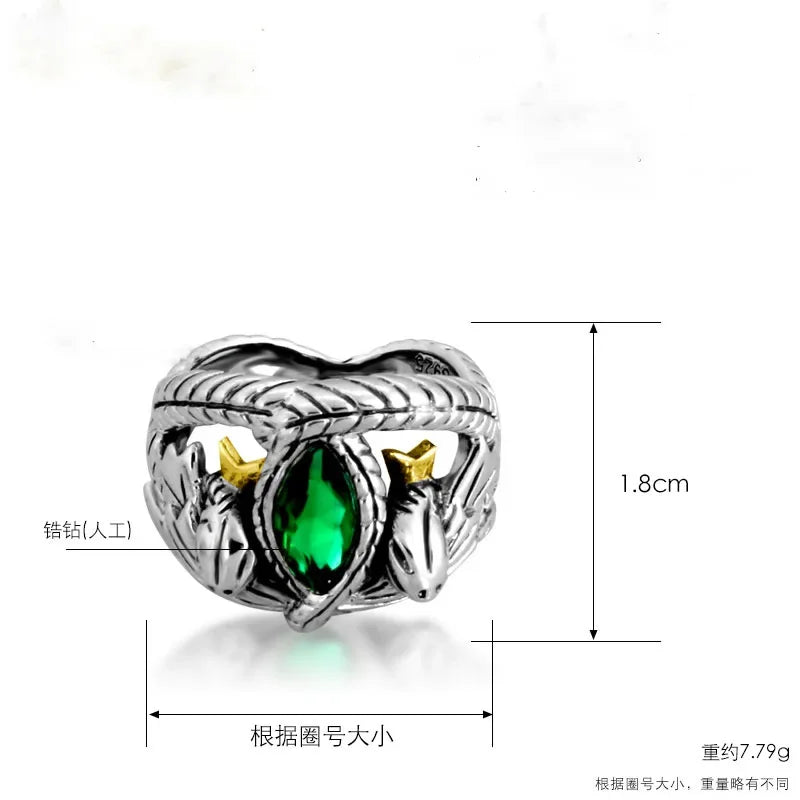 New Fashion Barahir Aragorn Gondor Ring Men Women Green Crystal Ring Jewelry Pi-Mart