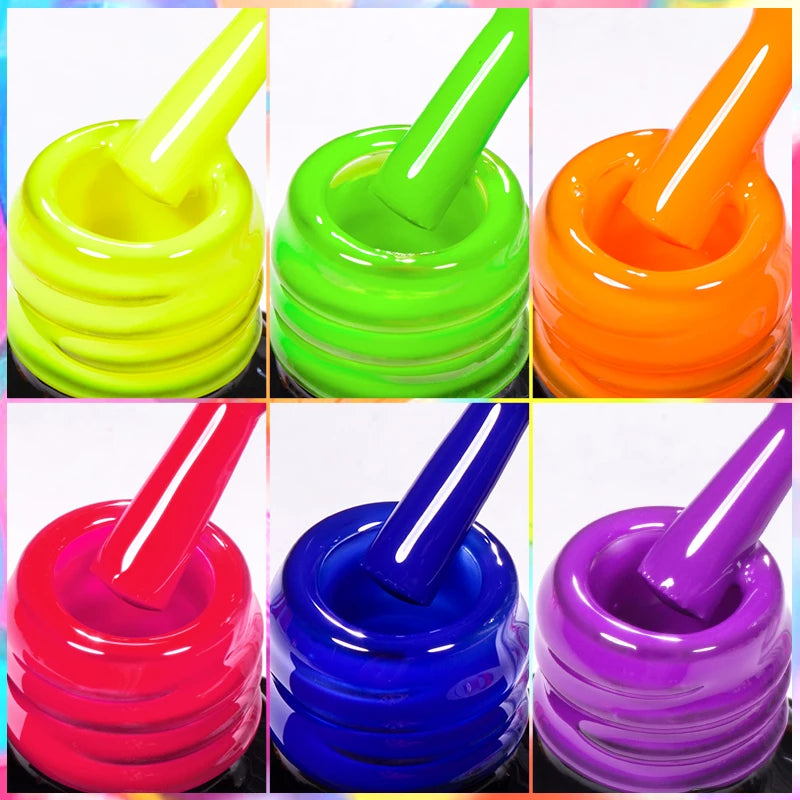 MEET ACROSS 7ml Orange Red Green Gel Nail Polish Laser Sparkly Soak Off Semi Permanent Nail Art UV Gel Varnish For Nails Pi-Mart
