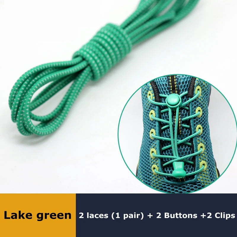1Pair Shoelaces for Sneaker Elastic No Tie Shoe Laces Stretching Lock Lazy Laces Quick Rubber Shoelace Round Shoestrings Pi-Mart