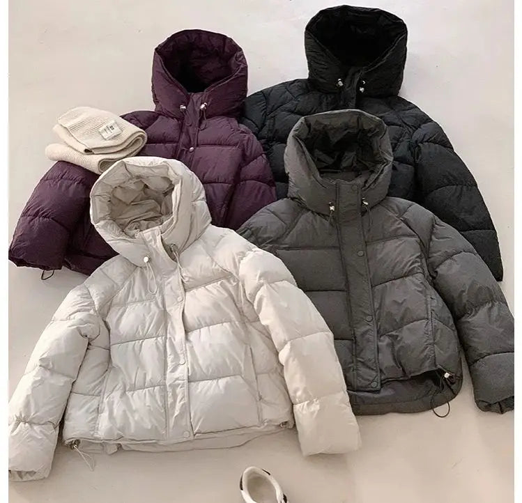 ZAROY Women's Thick Warm Cotton Jacket With Rhinestones Winter Casual Stand Collar Zipper Pocket Down Coat Puffer куртка LadyShow.Store