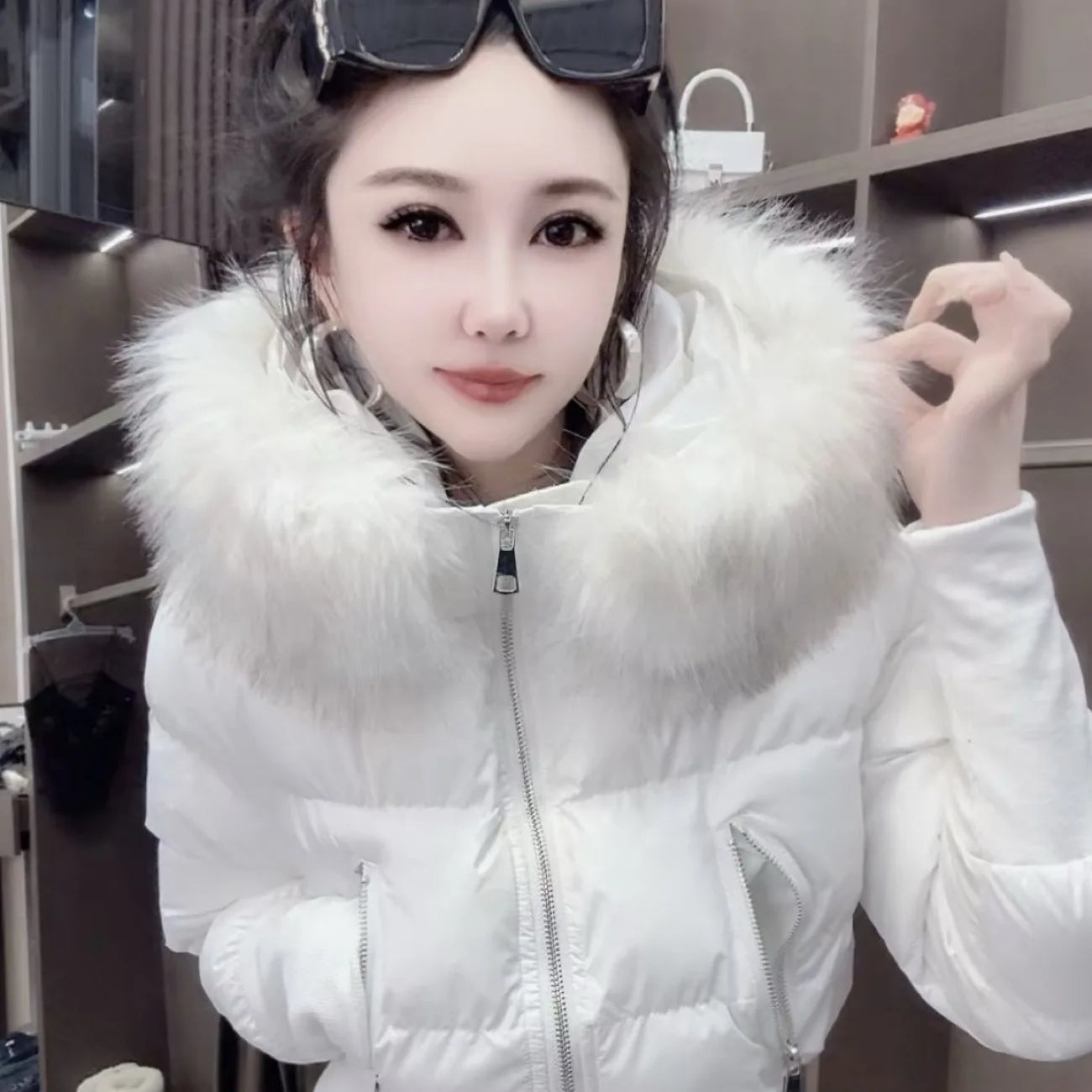 Y2K Retro Slim Women's Autumn and Winter Title Seamed Cotton Jacket Faux Fur Collar Long Sleeve Jacket 2025 New Jacket LadyShow.Store