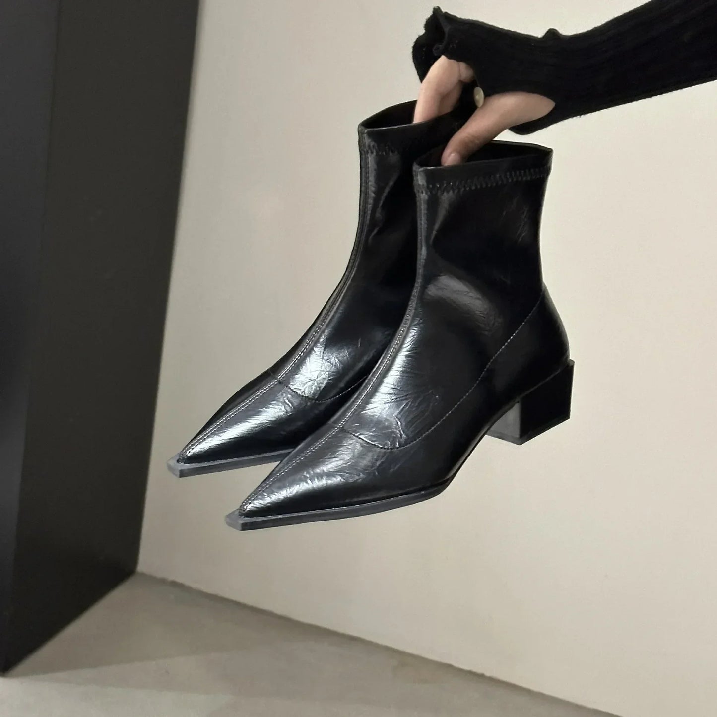 Autumn Women Ankle Boots Shoes Fashion Pointed Toe Ladies Short Boot Square Low Heel Casual Winter Women's Footwear 2024 LadyShow.Store