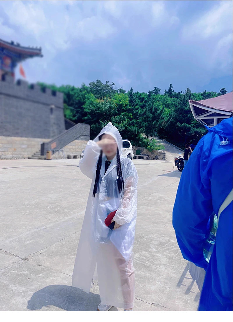 Raincoat Women Men Impermeable Thickened Waterproof Raincoat Tourism Outdoor Hiking Rain Poncho Raincoat Hooded Rain Coat Pi-Mart