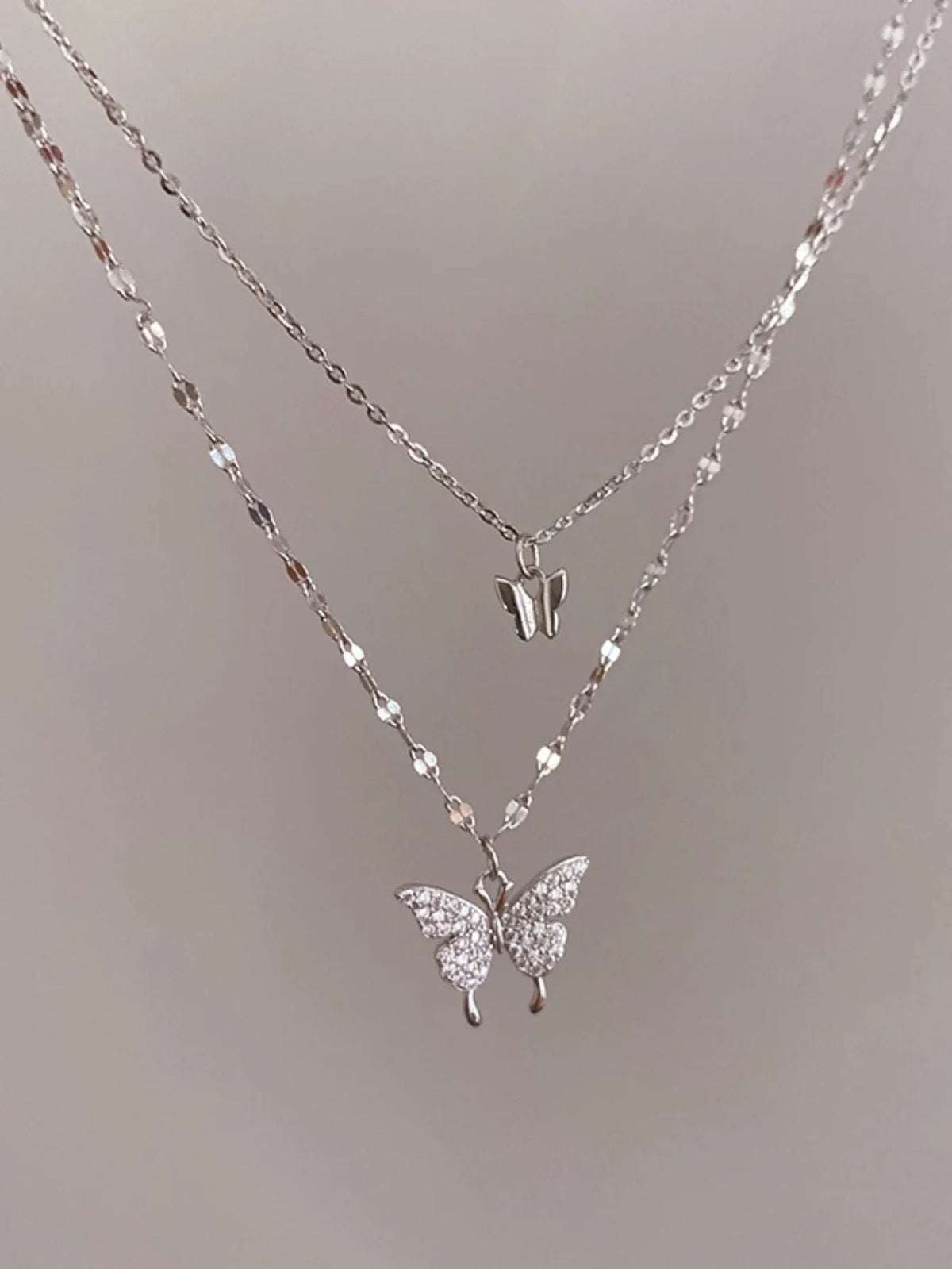 Double Layer Butterfly Necklace for Women, Lats Sparkling Collar Chain, Exquisite Jewelry, Banquet Party, Holiday Gift, 1 Pi-Mart