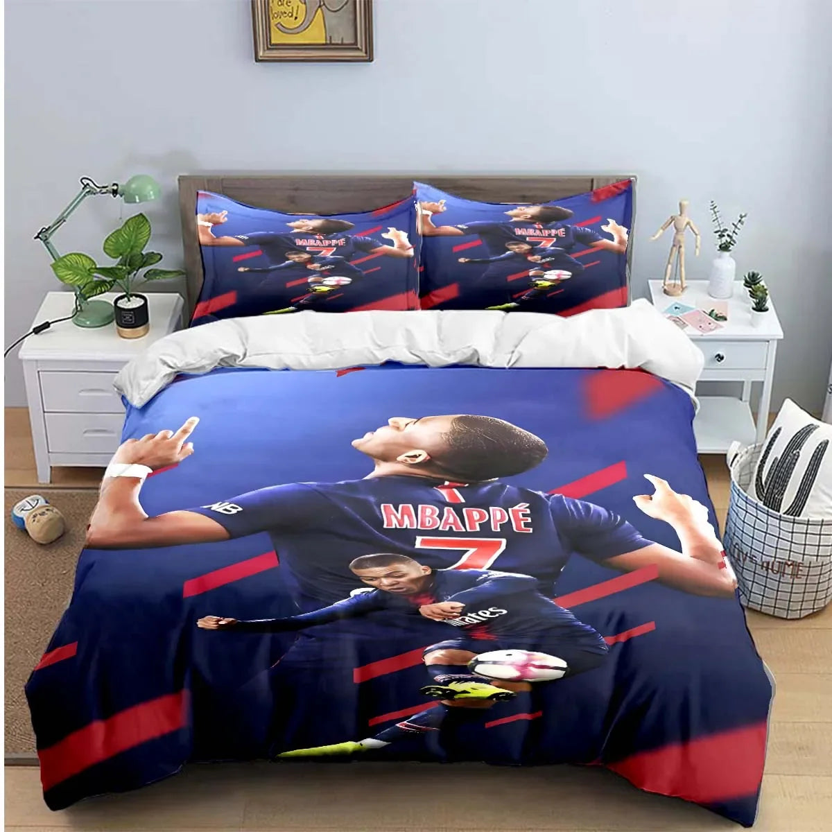 Fashion Football Star M-Messi R-Ronaldo Printing Bedding Set Duvet Cover Comforter Bed  Youth Kids Girl Boys Luxury Gift Pi-Mart
