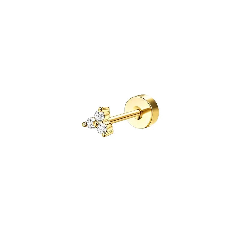 Bobisty 1pc Earrings Surgical Stainless Steel Earrings for Women Dainty Flat Back Earring Stud Hoop Cartilage for Sensitive Ears Pi-Mart