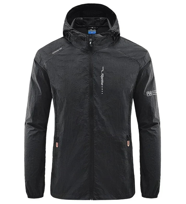 Men's UPF 50+ UV Protection Windbreaker Quick Dry Jacket Outdoor Sun-Protective Thin Hiking Fishing Cycling Hooded Sport Light LadyShow.Store