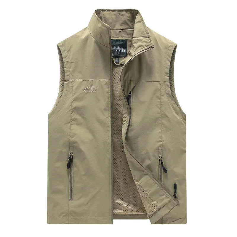 FGKKS Spring New Men Waistcoat Outdoor Leisure Solid Color Vest Young Middle-aged Photography Fishing Casual Vest Jacket Male LadyShow.Store