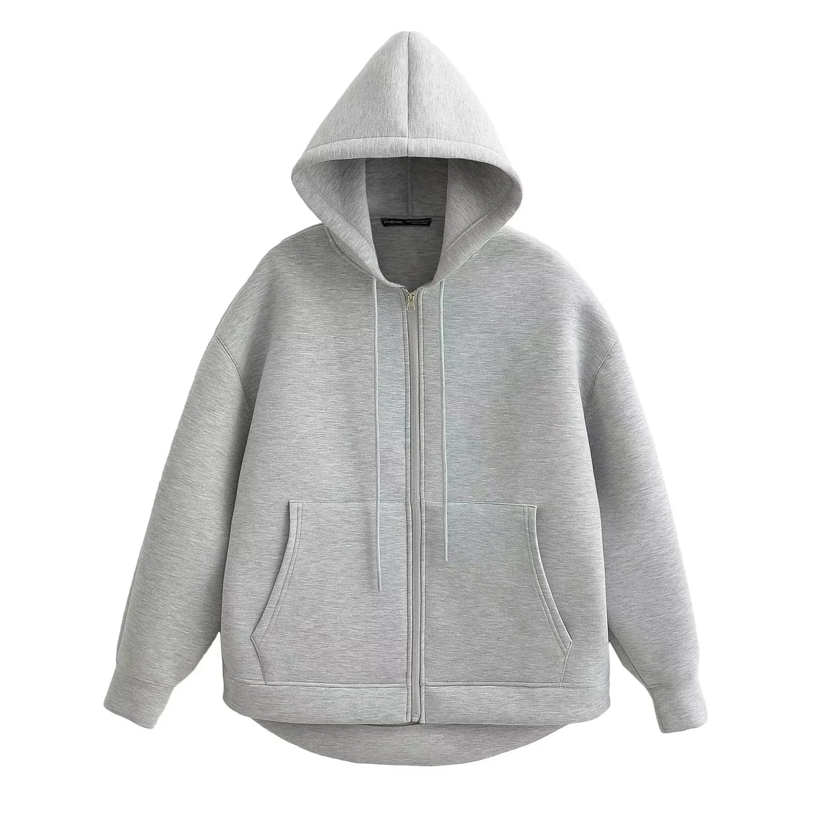 HH Autumn Women Casual Hooded Jacket Loose Oversize Zipper Hoodie Sweatshirts Solid Coat Office Lady Chic Outwear Tops LadyShow.Store