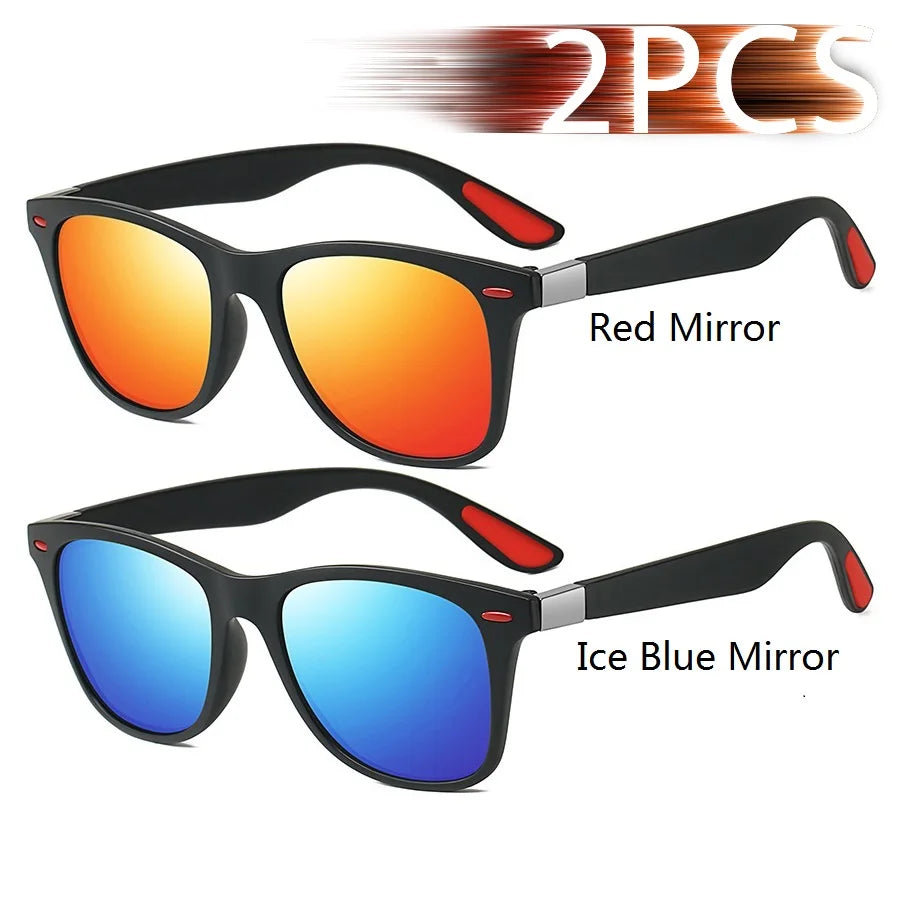 1-2-3PCS Fashion Vintage Square Unisex Driving Fishing Sunglasses Men Women Luxury Brand Designer Sun Glasses Anti-Glare Eyewear Pi-Mart