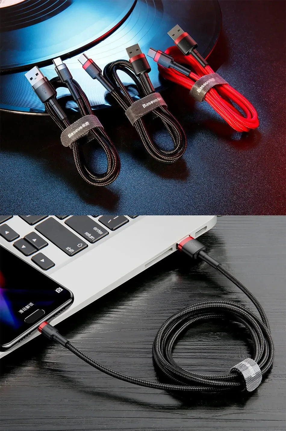 Baseus USB C Cable for oneplus 12 Quick Charge 3.0USB C Cable Fast Charging Cable Type C for Huawei Xiaomi 13 USB-C Charger Wire Pi-Mart