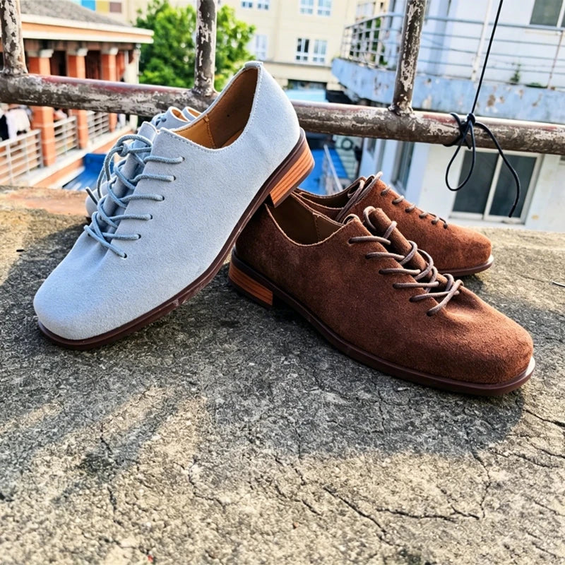 Women Loafer Lace-up 2025 New Spring Shoes Women Suede Genuine Leather Women Oxford Shoes Large Size British Style Women Shoes LadyShow.Store